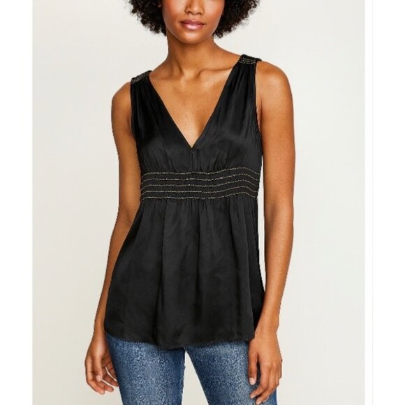 Y2K Express Design Studio Top Women’s Silk Grunge V-Neck Top - Picture 1 of 12